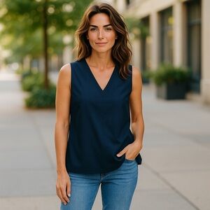 Vintage Pendleton Women’s Blue Navy Wool Tops Sleeveless Tank Full Zip